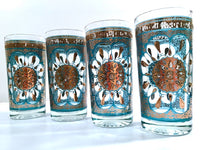 Load image into Gallery viewer, Georges Briard Mid-Century Turquoise and 22-Karat Gold Highball Glasses (Set of 4)
