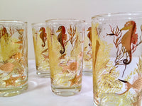 Load image into Gallery viewer, Bartlett Collins - Mid-Century Under the Sea 22-Karat Gold Glasses (Set of 8)
