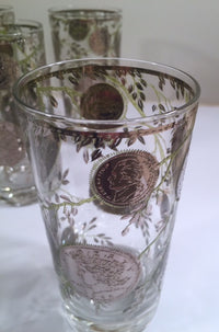 Load image into Gallery viewer, Culver Signed Midas Mid-Century Silver Coin Glasses (Set of 8)
