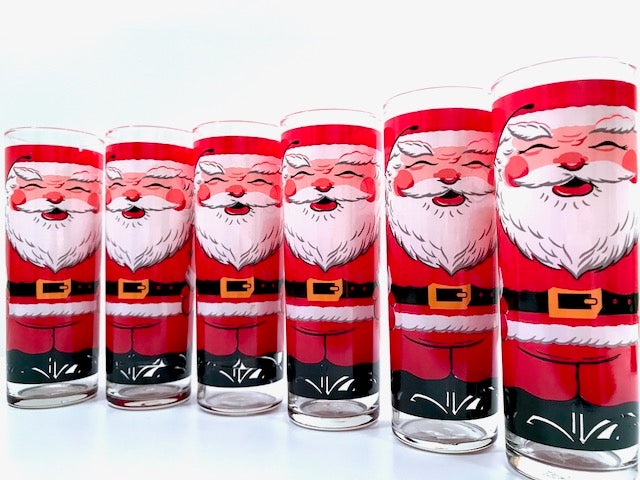 Georges Briard Signed Vintage Santa Glasses (Set of 6)