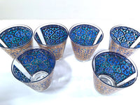 Load image into Gallery viewer, Georges Briard Signed Mid-Century Firenza Blue and 22-Karat Gold Italian Renaissance
