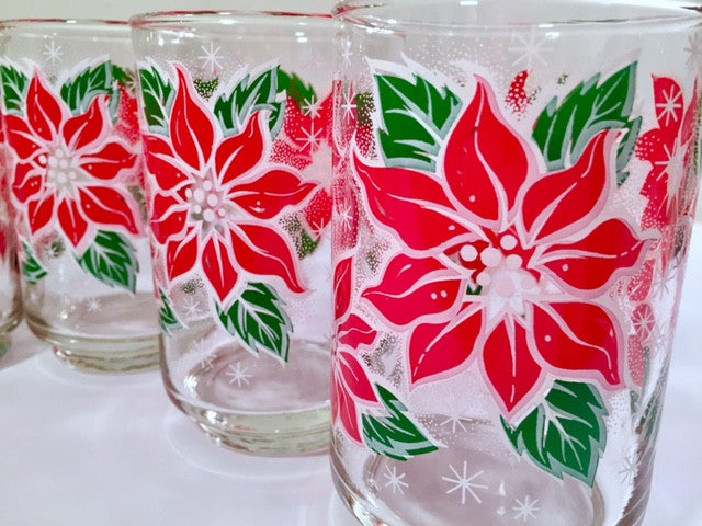 Libbey Vintage Poinsettia Glasses (Set of 6)