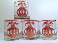 Load image into Gallery viewer, Culver Signed Mid-Century Christmas Ornament Glasses (Set of 4)
