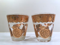 Load image into Gallery viewer, Culver Signed Mid-Century Florentine Golden Fruit Double Old Fashion Glasses (Set of 2)
