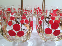 Load image into Gallery viewer, Federal Glass Mid-Century Cherry Roly Poly Glasses with Carrier (8 Glasses and Carrier)
