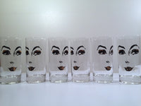 Load image into Gallery viewer, Mid-Century Glamour Gal Face Glasses (Set of 6)
