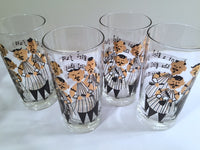 Load image into Gallery viewer, Gay Fad Signed Mid-Century Barbershop Quartet Glasses (Set of 8)
