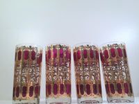 Load image into Gallery viewer, Culver Signed Mid-Century Cranberry Scroll 22-Karat Gold Glasses (Set of 4)
