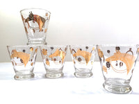 Load image into Gallery viewer, Fred Press Signed Mid-Century 22-Karat Gold Horse Derby Whiskey Glasses (Set of 5)
