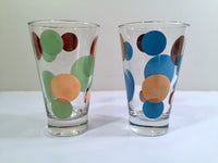 Load image into Gallery viewer, Russel Wright Mid-Century Bright Blue, Green &amp; 22-Karat Gold Eclipse Glasses (Set of 2)
