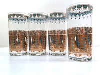Load image into Gallery viewer, Culver Signed Mid-Century Saratoga Turquoise and 22-Karat Gold Highball Glasses (Set of 4)
