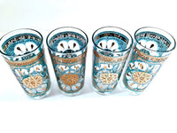 Load image into Gallery viewer, Georges Briard Mid-Century Turquoise and 22-Karat Gold Highball Glasses (Set of 4)
