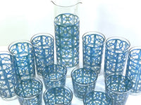 Load image into Gallery viewer, Pasinski Signed Mid-Century Blue and Green 14-Piece Cocktail Set
