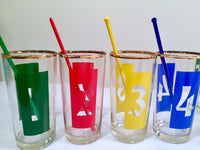 Load image into Gallery viewer, Vintage 17-Piece Number Bar Set (8 Glasses, 8 Stirs, 1 Pitcher)
