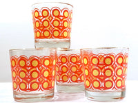 Load image into Gallery viewer, Colony Frolic Groovy Retro Orange &amp; Yellow Circle Old Fashion Glasses (Set of 4)
