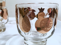 Load image into Gallery viewer, Culver Signed Mid-Century Florentine Golden Fruit Ice Bucket and Old Fashion Glasses (Set of 4)
