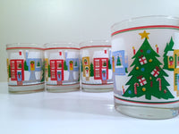 Load image into Gallery viewer, Georges Briard Signed Mid-Century I'll Be Home For Christmas Double Old Fashion Glasses (Set of 4)

