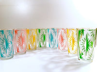 Load image into Gallery viewer, Hazel Atlas Mid-Century Atomic Pastel Burst / Gold Rims Glasses (Set of 8)
