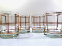 Load image into Gallery viewer, Georges Briard Signed Mid-Century Golden Plaid Double Old Fashion Glasses (Set of 4)
