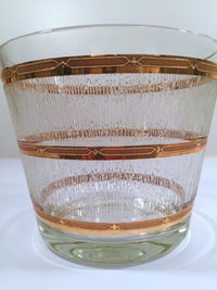Load image into Gallery viewer, Culver Mid-Century Glass Ice Bucket with Frosted Ice and 22-Karat Gold Band Design
