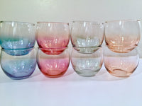 Load image into Gallery viewer, Federal Glass Mid-Century Somewhere Over the Rainbow Roly Poly Bar Set (8 Glasses with Carrier)
