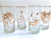 Load image into Gallery viewer, Culver Mid-Century 22-Karat Gold &amp; White Christmas Highball Glasses (Set of 4)
