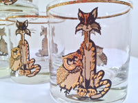 Load image into Gallery viewer, Culver Signed Mid-Century Pussy Cat and Owl Glasses (Set of 7)
