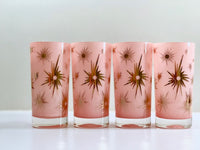 Load image into Gallery viewer, Federal Glass Mid-Century Pink Atomic &amp; 22-Karat Gold Star Glasses (Set of 4)
