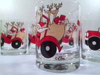 Load image into Gallery viewer, Cera Signed Mid-Century Santa and Reindeer in Car Glasses (Set of 6)
