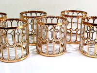 Load image into Gallery viewer, Imperial Glass Company –  Spanish Windows 22-Karat Gold Mid-Century Double Old Fashion Glasses (Set of 6)
