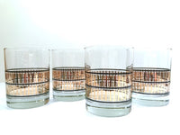 Load image into Gallery viewer, Culver Mid-Century 22-Karat Gold Stripes with Black Bands  Double Old Fashion Glasses (Set of 4)
