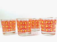 Load image into Gallery viewer, Colony Frolic Groovy Retro Orange &amp; Yellow Circle Old Fashion Glasses (Set of 4)
