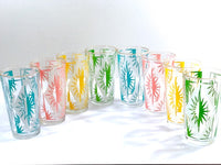 Load image into Gallery viewer, Hazel Atlas Mid-Century Atomic Pastel Burst / Gold Rims Glasses (Set of 8)
