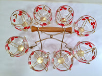 Load image into Gallery viewer, Federal Glass Mid-Century Cherry Roly Poly Glasses with Carrier (8 Glasses and Carrier)
