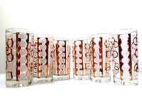 Load image into Gallery viewer, Mid-Century 22-Karat Gold &amp; White Chains of Love Glasses (Set of 6)
