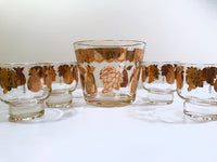 Load image into Gallery viewer, Culver Signed Mid-Century Florentine Golden Fruit Ice Bucket and Old Fashion Glasses (Set of 4)
