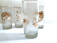 Load image into Gallery viewer, Culver Mid-Century 22-Karat Gold &amp; White Christmas Highball Glasses (Set of 4)
