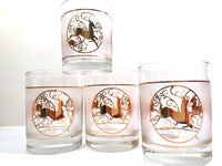 Load image into Gallery viewer, Culver Signed Mid-Century Golden Reindeer Double Old Fashion Glasses (Set of 4)
