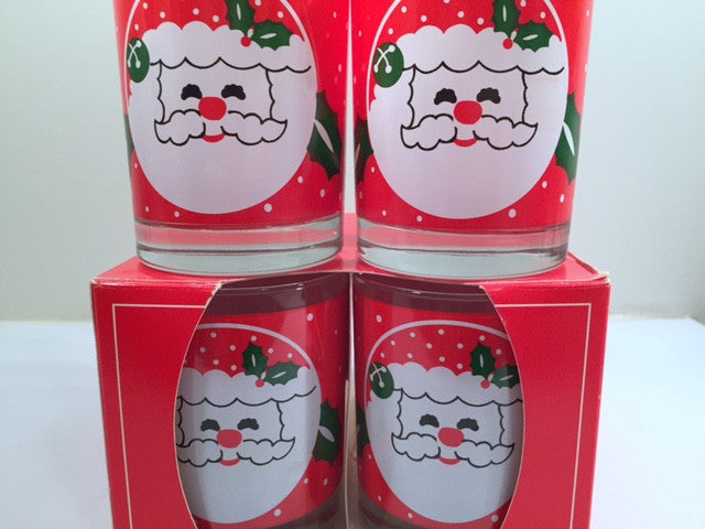 Libbey Mid-Century Santa Glasses (Set of 4 with Original Box)