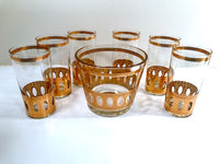 Load image into Gallery viewer, Culver Signed Antigua Mid-Century 22-Karat Gold 8-Piece Bar Set
