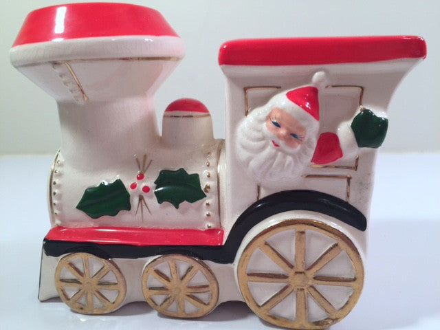 Vintage Santa and Elf Christmas Train Bank
