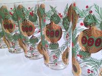 Load image into Gallery viewer, Culver Signed Mid-Century Christmas Tree with Bird and Ornament Highball Glasses (Set of 8)
