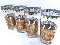 Load image into Gallery viewer, Culver Signed Mid-Century Saratoga Turquoise and 22-Karat Gold Highball Glasses (Set of 4)
