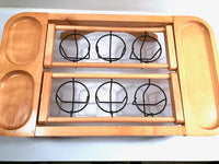 Load image into Gallery viewer, Karoff Original Mid-Century Kant-Spill Drink-N-Snack Server Bar Set (Set of 6 with Wood Carrier)
