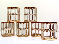 Load image into Gallery viewer, Imperial Glass Company –  Spanish Windows 22-Karat Gold Mid-Century Double Old Fashion Glasses (Set of 6)

