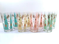 Load image into Gallery viewer, Fred Press Signed Mid-Century Pastel Atomic Burst Highball Glasses (Set of 8)
