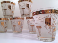 Load image into Gallery viewer, Mid-Century "Birds and the Bees" Double Old Fashion Glasses (Set of 6)
