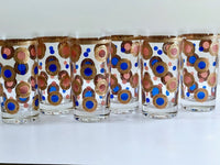 Load image into Gallery viewer, Georges Briard Signed Mid-Century 22-Karat Gold and Colorful Circle Glasses (Set of 6)
