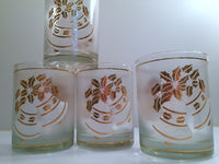 Load image into Gallery viewer, Culver- Signed Mid-Century 22-Karat Gold &amp; White Christmas Bells Glasses (Set of 4 with Original Box)
