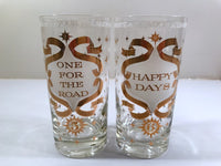 Load image into Gallery viewer, Cera Glass - Mid-Century To Your Health Bar Set With Carrier (Set of 8)
